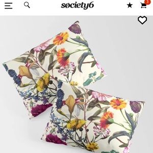 Society6 throw pillow and shams